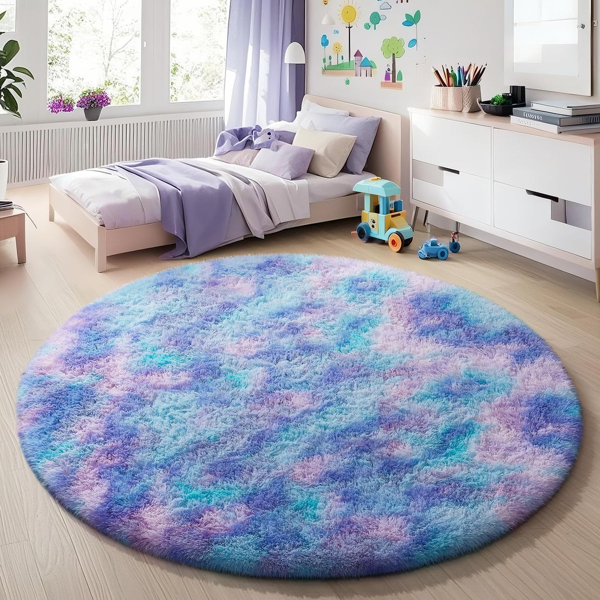Ophanie 8x10 Area Rugs for Living Room, Washable Non-Slip Fluffy Soft Large Shag Bedroom Carpet, Ivory Big Indoor Nursery Rug, Carpets for Boy and Girls Room Dorm Decor with Over 99 pcs Pile fibers