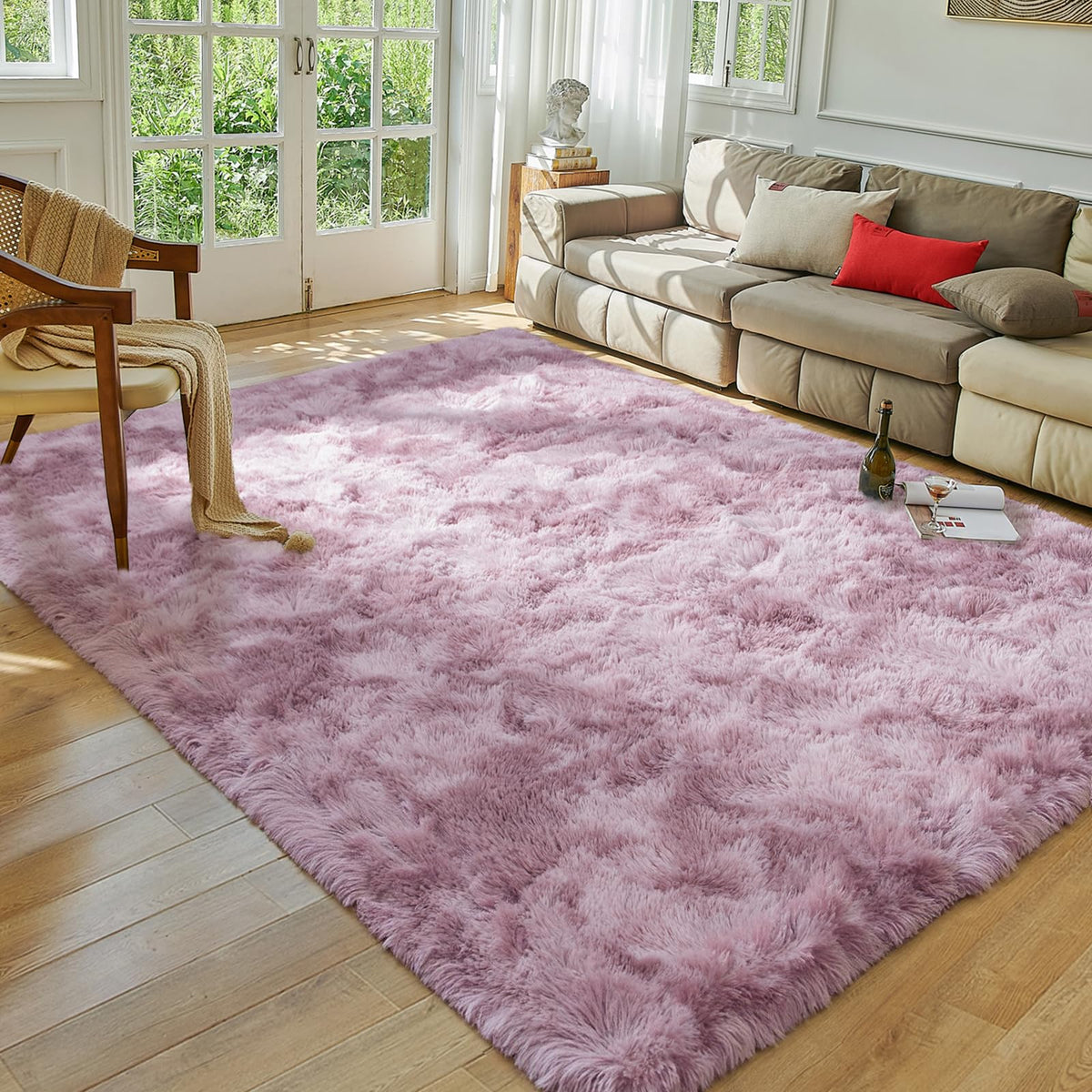 Softlife Dark Purple Area Rug for Bedroom, Fluffy Shag Plush 3x5 Rugs for Living Room Girls, Shaggy Throw Soft Fuzzy Small Kids Carpet for Dorm Bedside Ultra Cozy Non-Slip Indoor Decor