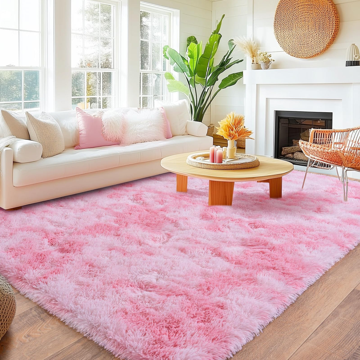 8x10 Area Rugs for Living Room, Large Ultra Fluffy Fuzzy Shag Rug for Bedroom, Modern Plush Soft High Pile Upgrade Non-Slip Carpet for Kids Girls and Boys Room Decor, Tie-Dyed Blue Grey