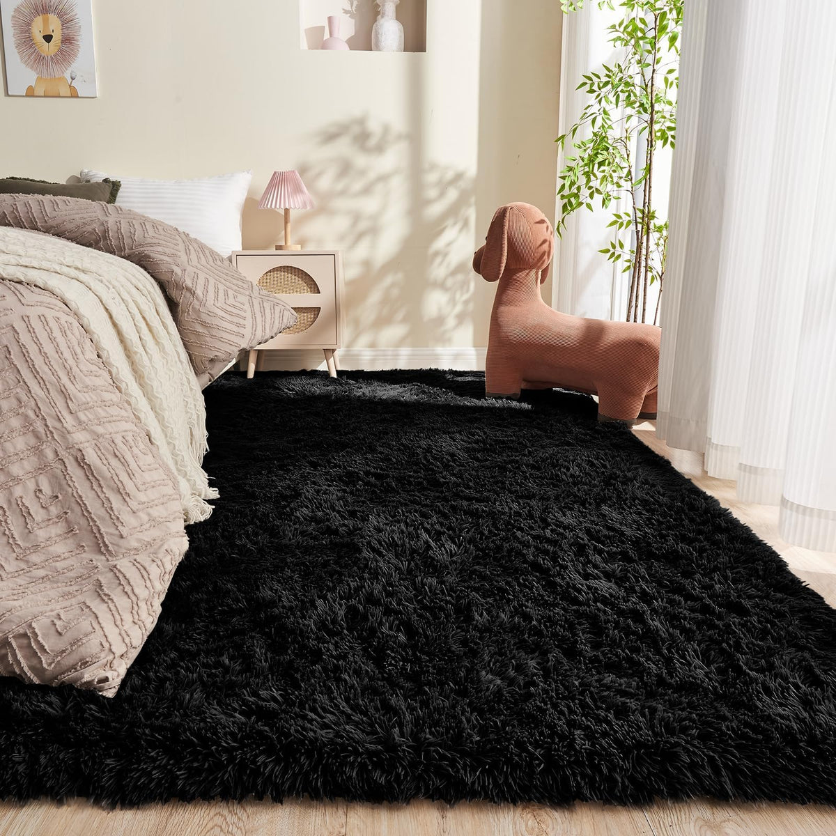 OPPODREAM 5x7 Beige Rugs for Bedroom, Ultra-Soft Fluffy Area Rugs for Living Room, 5 x 7 Shag Carpet for Nursery, Kids, Girl, Boy, Baby, Plush, Fuzzy, Shaggy, Cute Home Decor