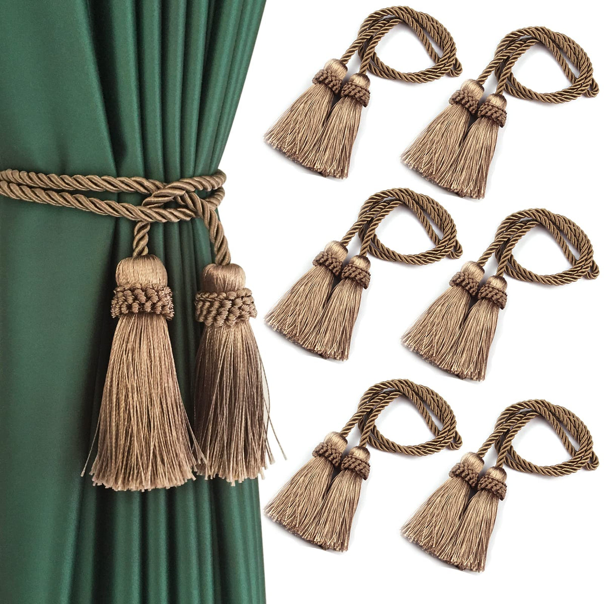 Curtain Tiebacks Handmade Curtain Holdbacks Rope with Tassel