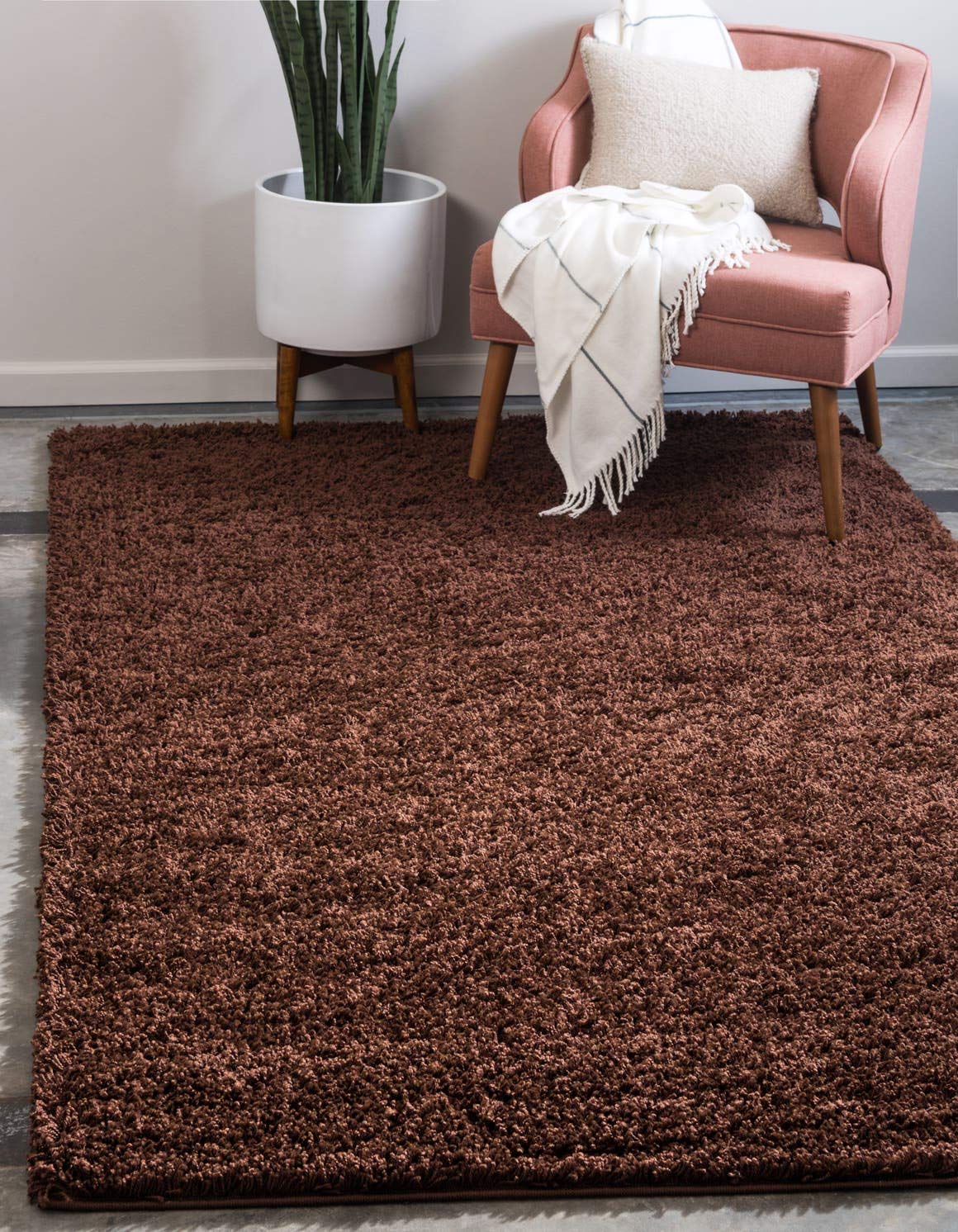 Unique Loom Solid Shag Collection Area Rug (8' x 10' Rectangle, Sandy Brown)