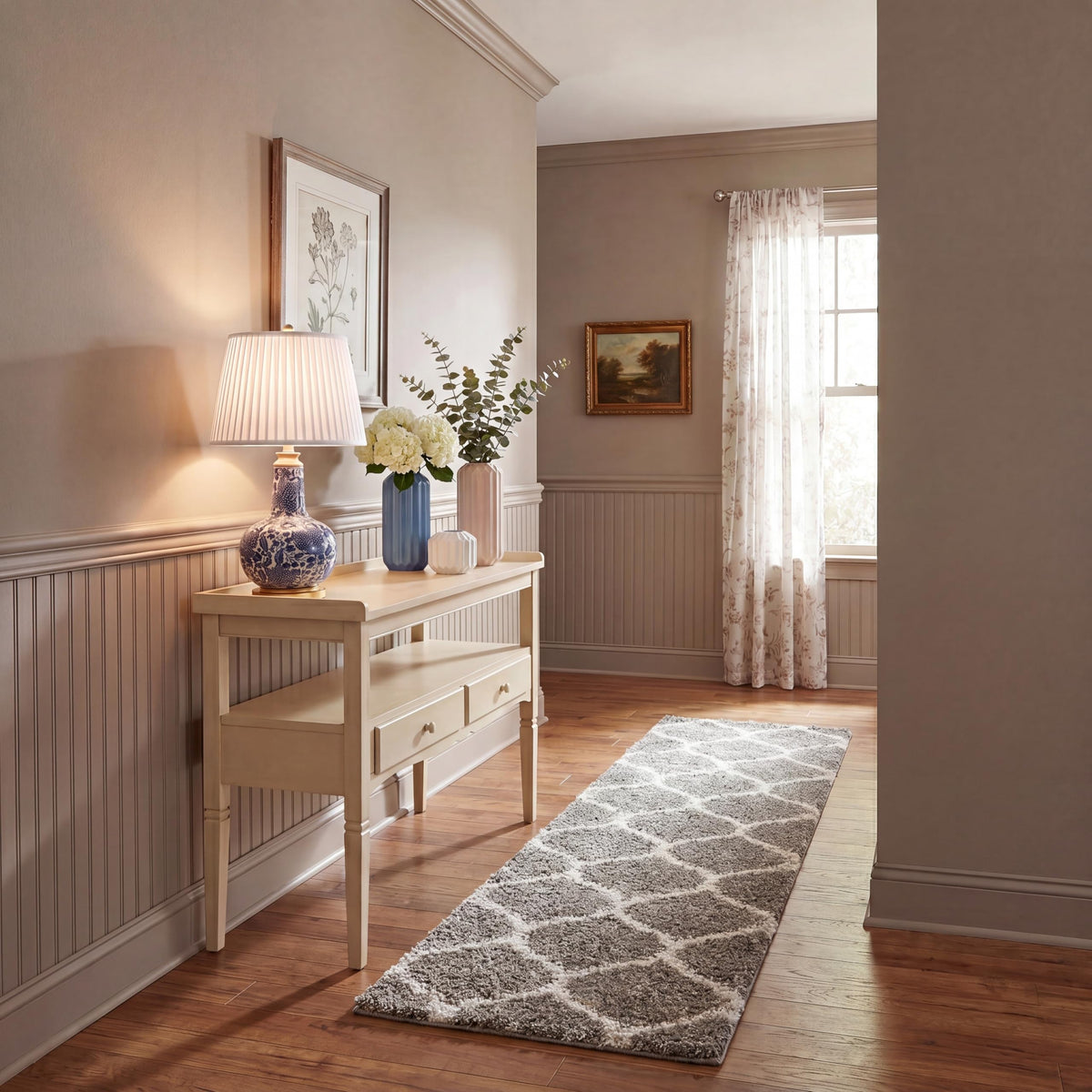 SAFAVIEH Hudson Shag Collection 9' x 12' Grey/Ivory SGH280B Moroccan Ogee Trellis Non-Shedding Living Room Bedroom Dining Room Entryway Plush 2-inch Thick Area Rug