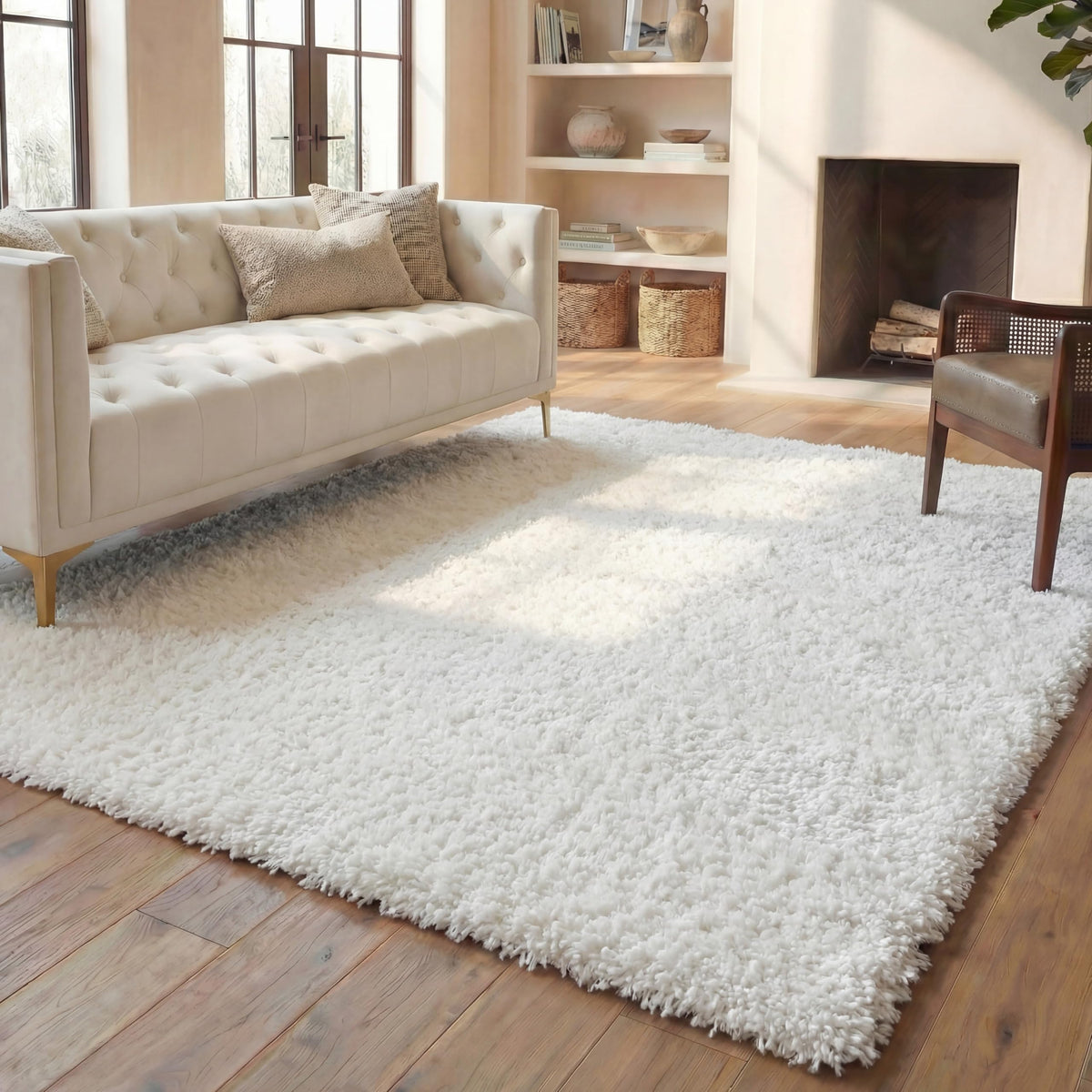 SAFAVIEH August Shag Rug 8'x10', Soft Plush Modern Ivory AUG900C