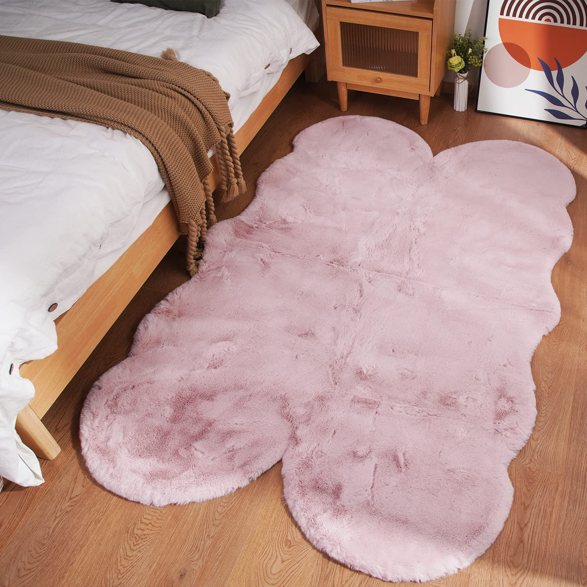 Ghouse White 8x10 Area Rug Fluffy Faux Rabbit Fur Rug White Plush Shag Rug for Living Room Bedroom, Playing Room, Nursery Room