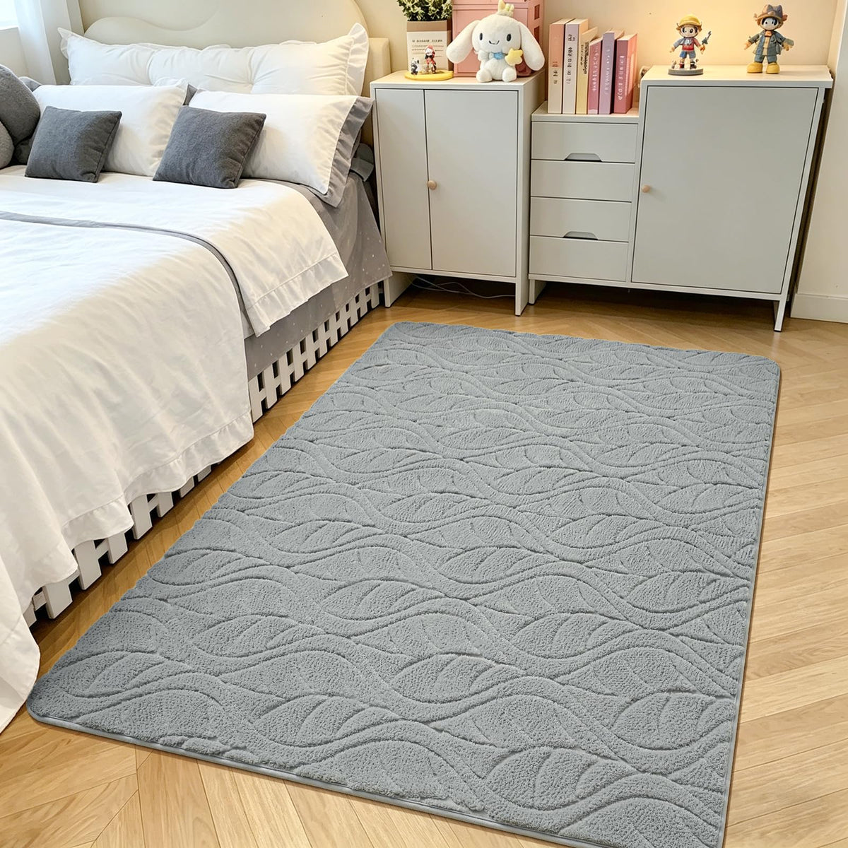 5x7 Black Fluffy Shag Area Rug for Living Room Bedroom