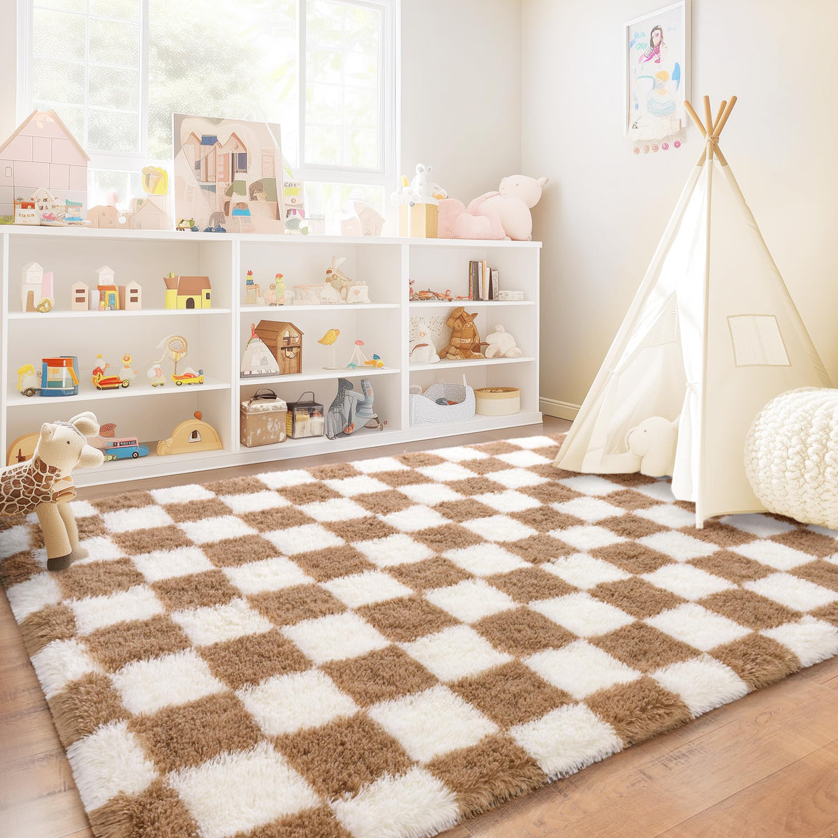 8x10 Area Rugs for Living Room, Large Ultra Fluffy Fuzzy Shag Rug for Bedroom, Modern Plush Soft High Pile Upgrade Non-Slip Carpet for Kids Girls and Boys Room Decor, Tie-Dyed Blue Grey