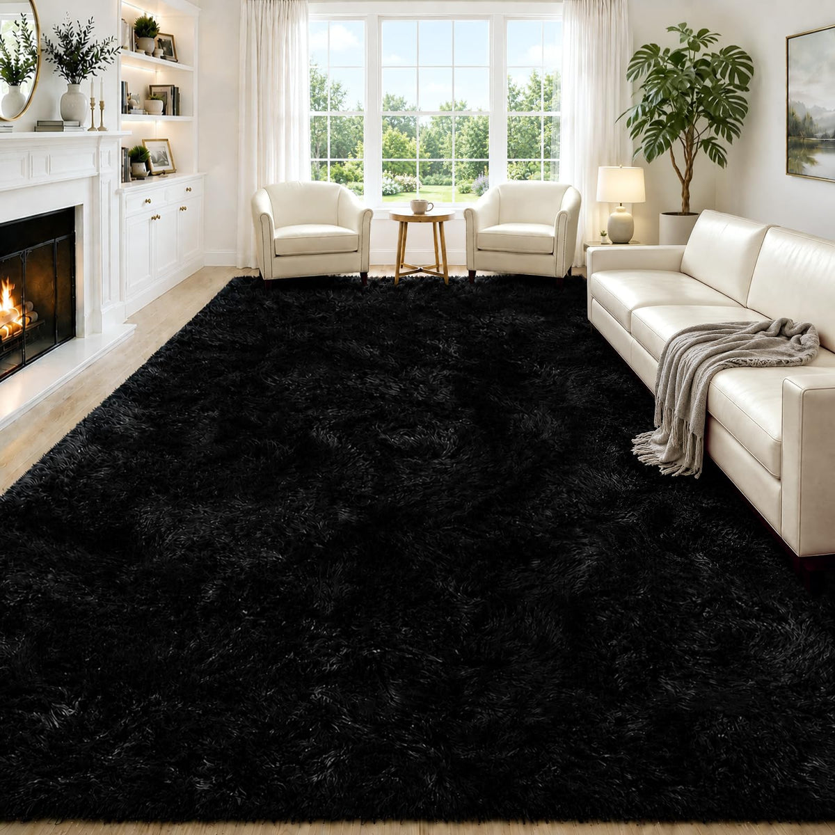 8x10 Fluffy Area Rugs for Living Room,Geometric Shag Area Rug for Bedroom