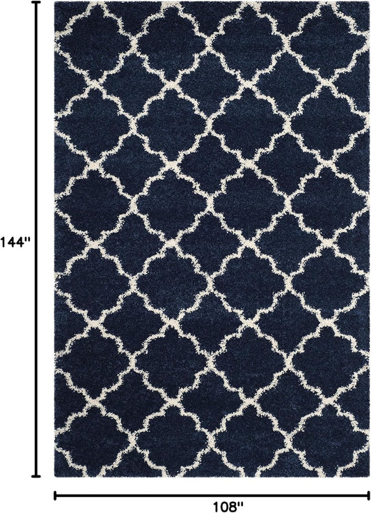 SAFAVIEH Hudson Shag Rug 9'x12', Soft Plush Modern Navy & Ivory SGH282C