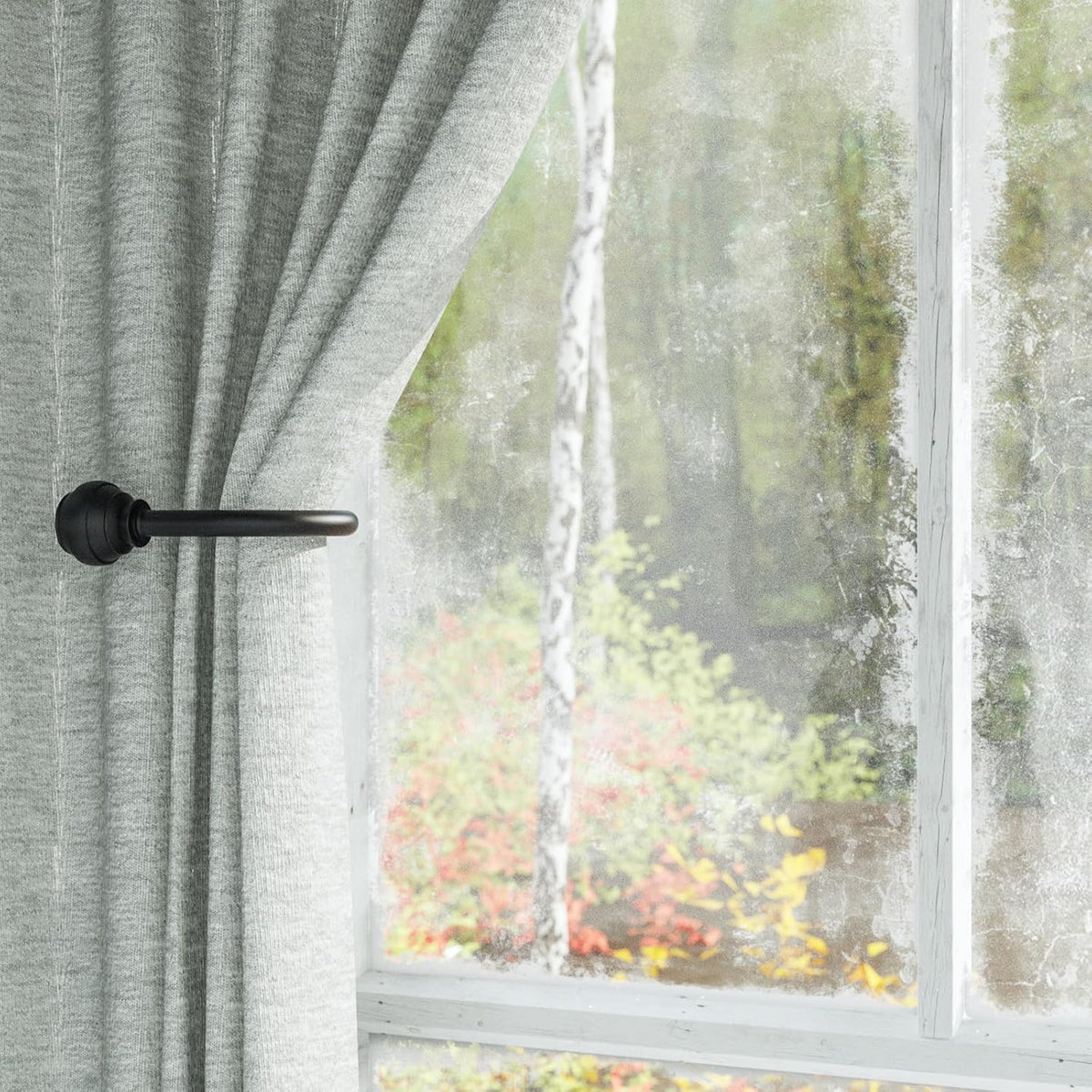Hion Curtain Holdbacks Black 2pcs, Curtain Tiebacks Wall Mounted Hooks