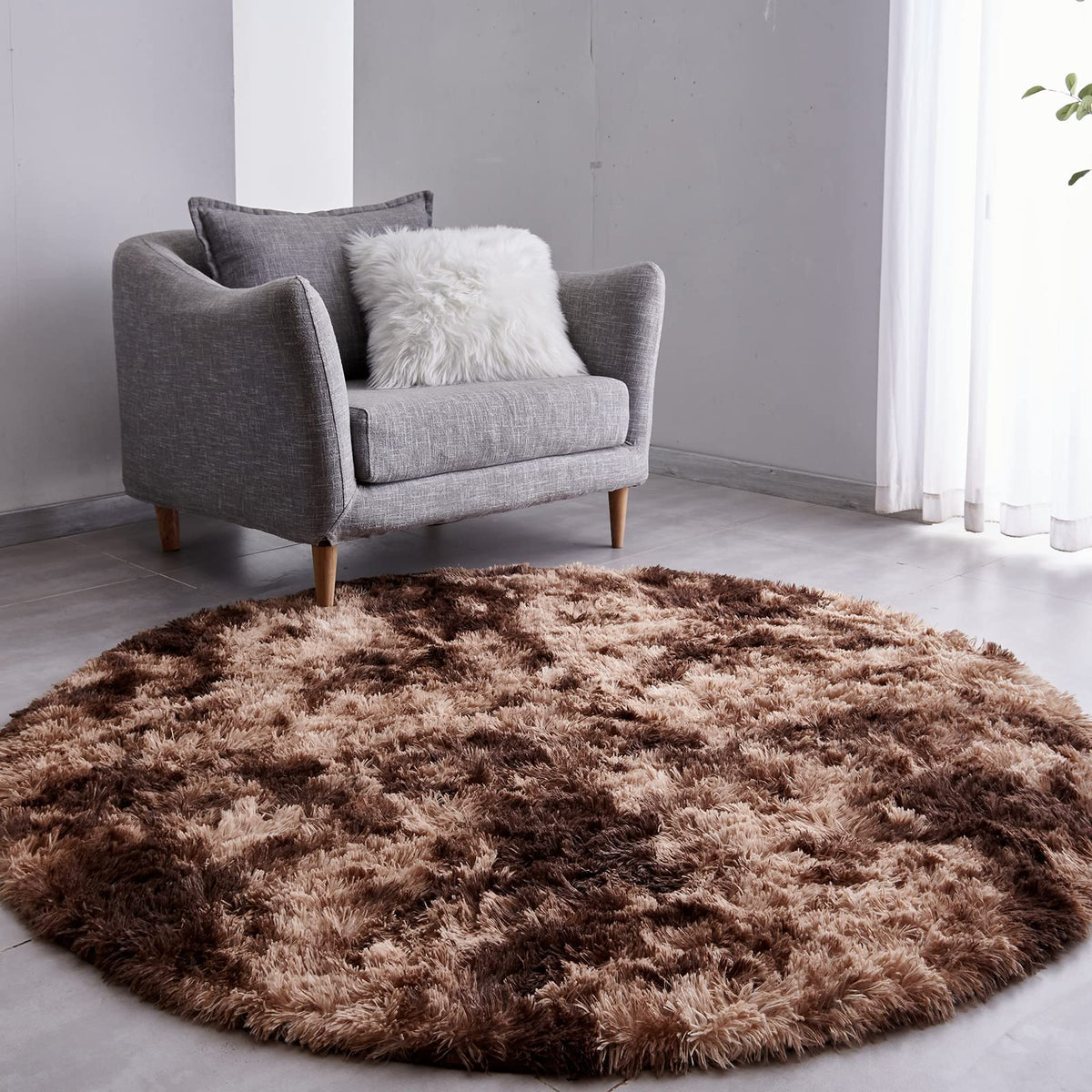 FJZFING Grass Green Round Rug Ultra-Soft Plush Modern 5x5 Circle Area Rug for Kid's Bedroom, Fluffy Shag Circular Rug for Nursery Room, Cute Grass Green Carpet for Teen's Room