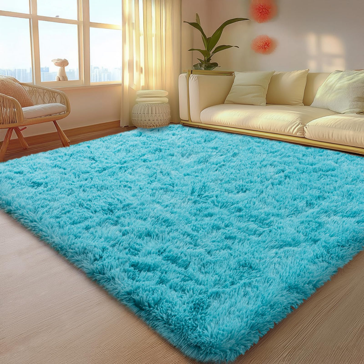 Mugorn 8x10 Area Rugs for Living Room, Large Fluffy Cream White Rugs