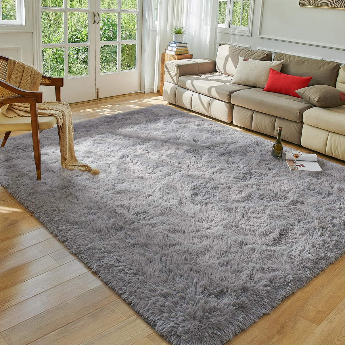 Softlife Dark Purple Area Rug for Bedroom, Fluffy Shag Plush 3x5 Rugs for Living Room Girls, Shaggy Throw Soft Fuzzy Small Kids Carpet for Dorm Bedside Ultra Cozy Non-Slip Indoor Decor