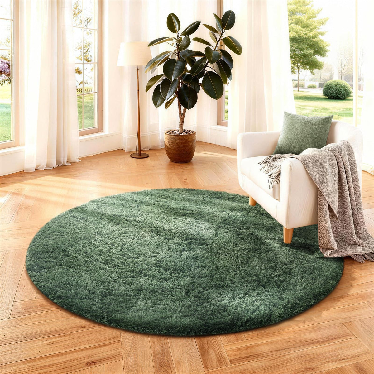 Ophanie 8x10 Area Rugs for Living Room, Washable Non-Slip Fluffy Soft Large Shag Bedroom Carpet, Ivory Big Indoor Nursery Rug, Carpets for Boy and Girls Room Dorm Decor with Over 99 pcs Pile fibers