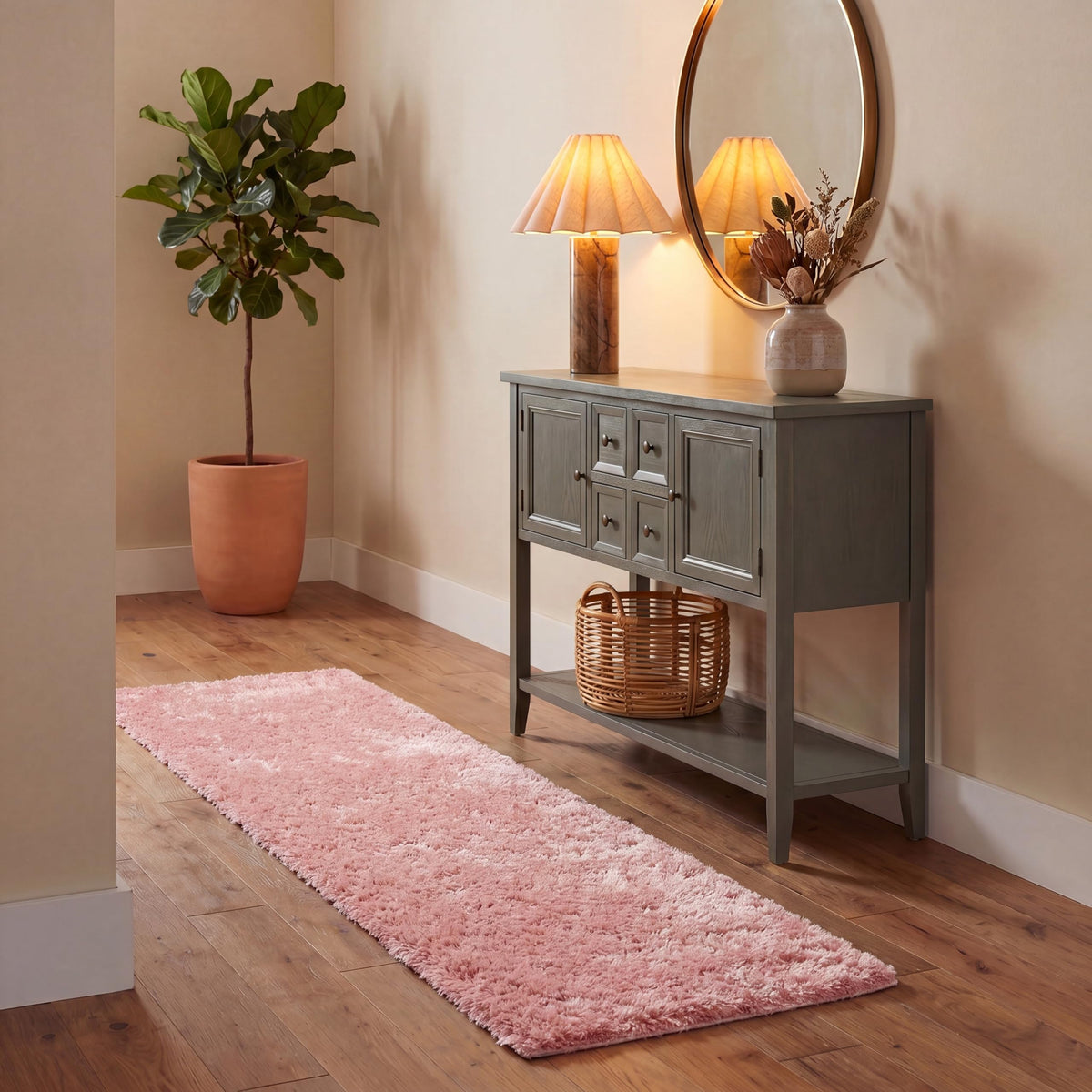SAFAVIEH Polar Shag Collection Area Rug - 4' Round, Light Beige, Solid Glam Design, Non-Shedding & Easy Care, 3-inch Thick Ideal for High Traffic Areas in Living Room, Bedroom (PSG800A)