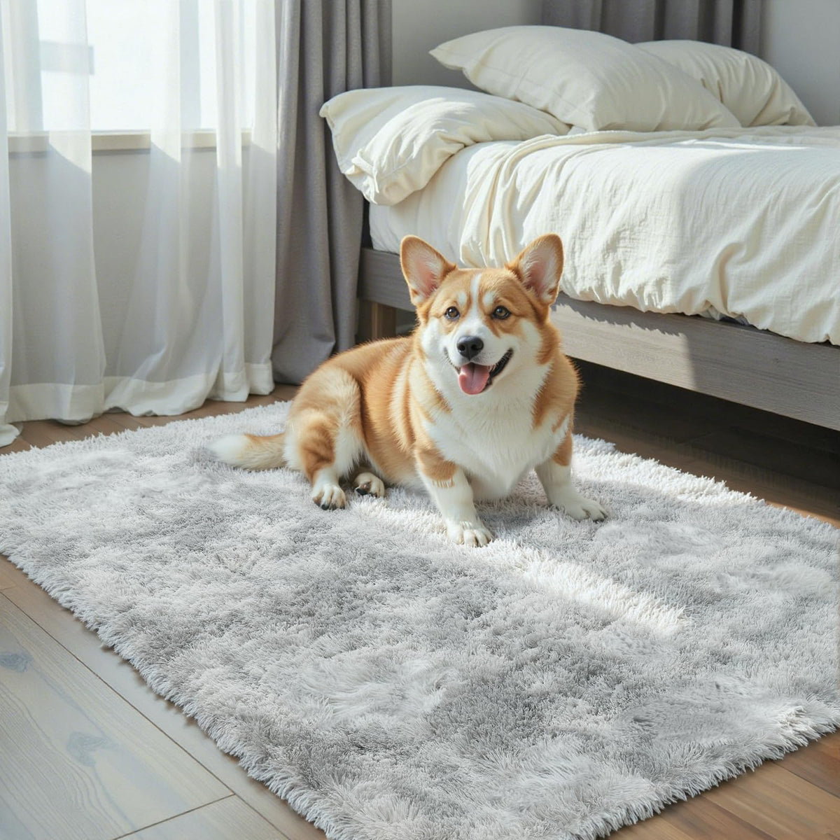 8x10 Area Rugs for Living Room,Cream Large Shaggy Carpet Plush Furry Rug