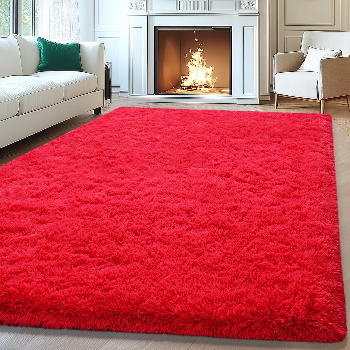 Mugorn 8x10 Area Rugs for Living Room, Large Fluffy Cream White Rugs