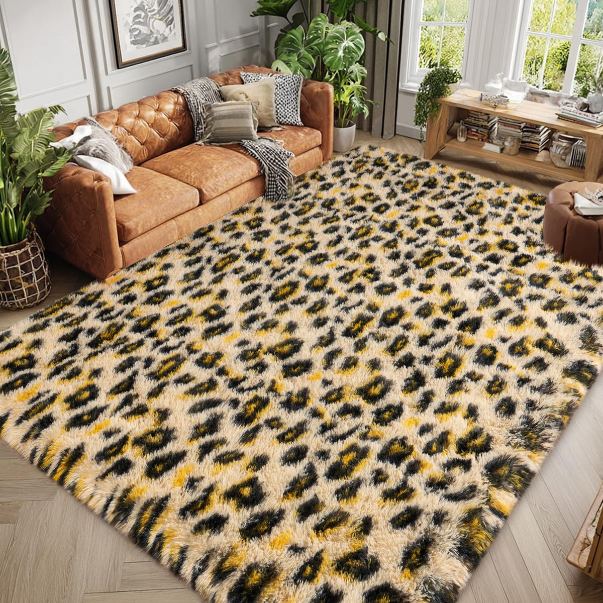 qulint Large Area Rug for Living Room 10x14, Fluffy Tan Rug for Bedroom