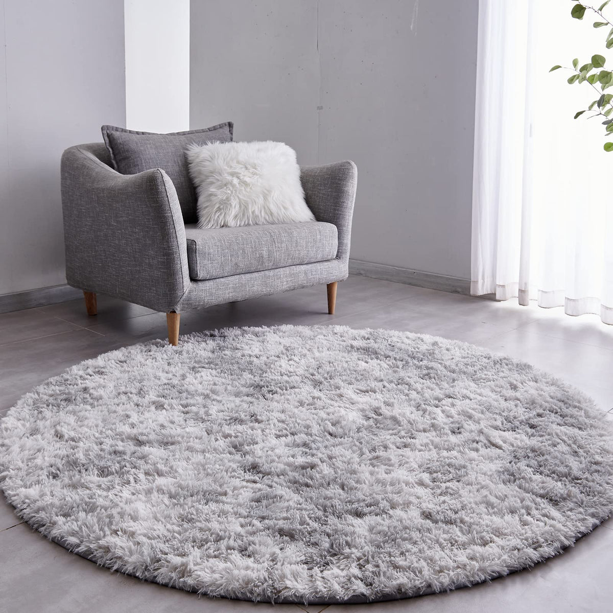 FJZFING Grass Green Round Rug Ultra-Soft Plush Modern 5x5 Circle Area Rug for Kid's Bedroom, Fluffy Shag Circular Rug for Nursery Room, Cute Grass Green Carpet for Teen's Room