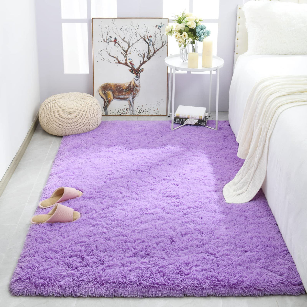 Merelax Soft Modern Indoor Large Shaggy Rug for Livingroom Bedroom Dorm Kids Room Home Decor, Non-Slip Plush Fluffy Furry Fur Area Rugs Comfy Nursery Accent Floor Carpet 9x12 Feet, Black