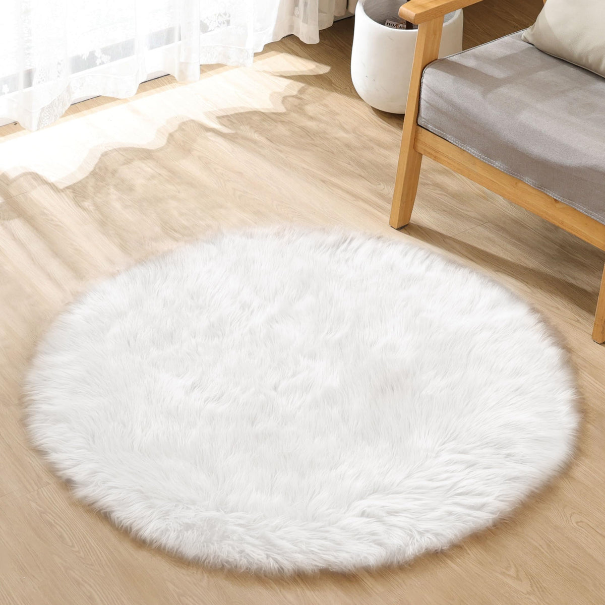 ORINOVA Beige Shag Faux Sheepskin Washable 4X6 Fur Rug for Living Room Bedroom Fluffy Furry Area Rug Rectangle Nursery Decor Rug