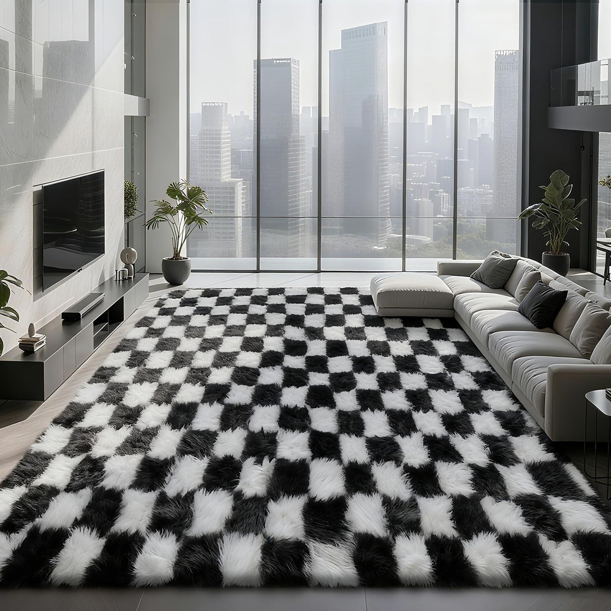 Shag Area Rugs for Bedroom Living Room,8X10 Ultra Soft Fluffy Area Rugs for Dorm,Indoor Carpet Plush Rugs for Living Room Home Decor,Tie-Dye Grey