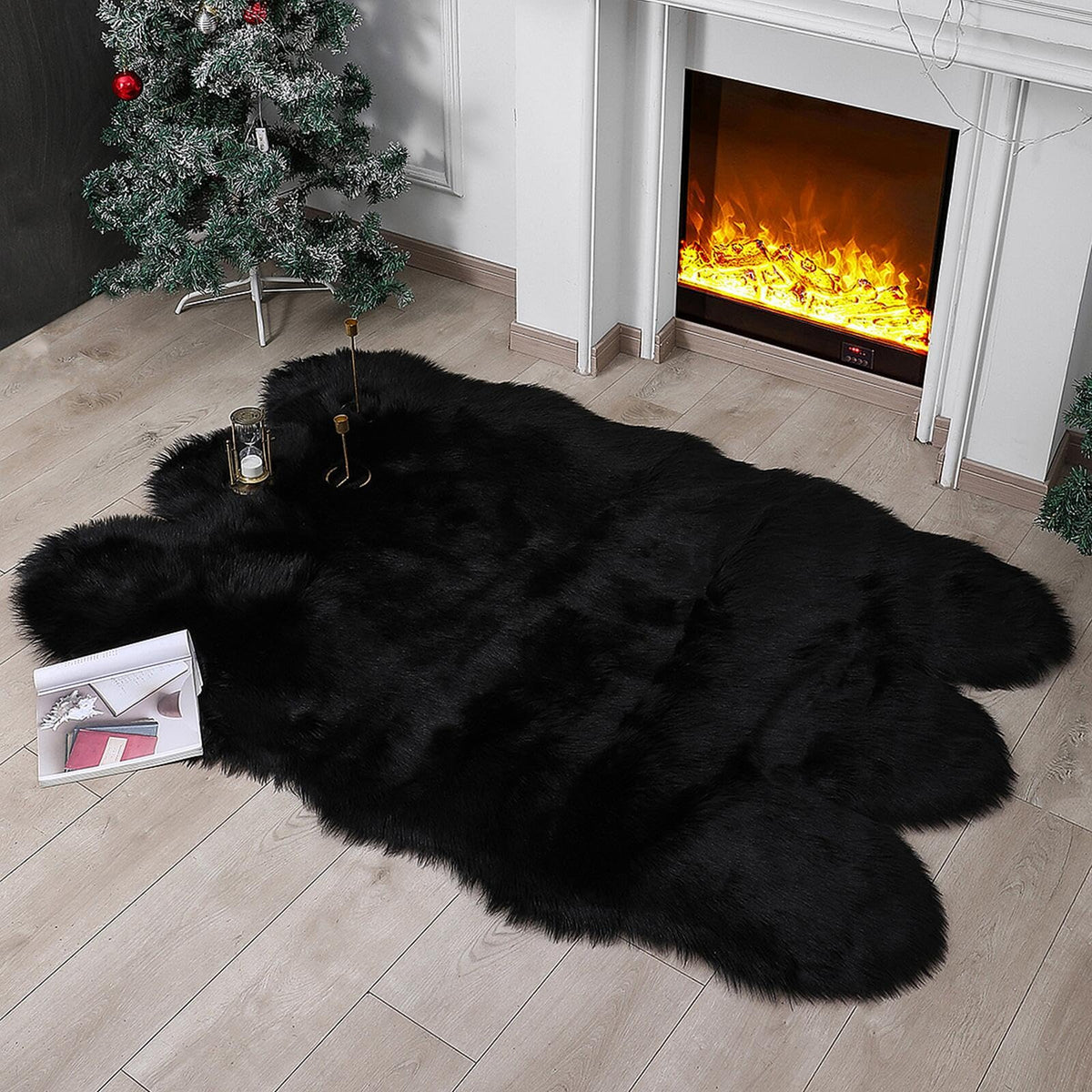 linmopm Faux Fur Sheepskin Fluffy Shag Fuzzy Rug, White, 2x6 ft Runner