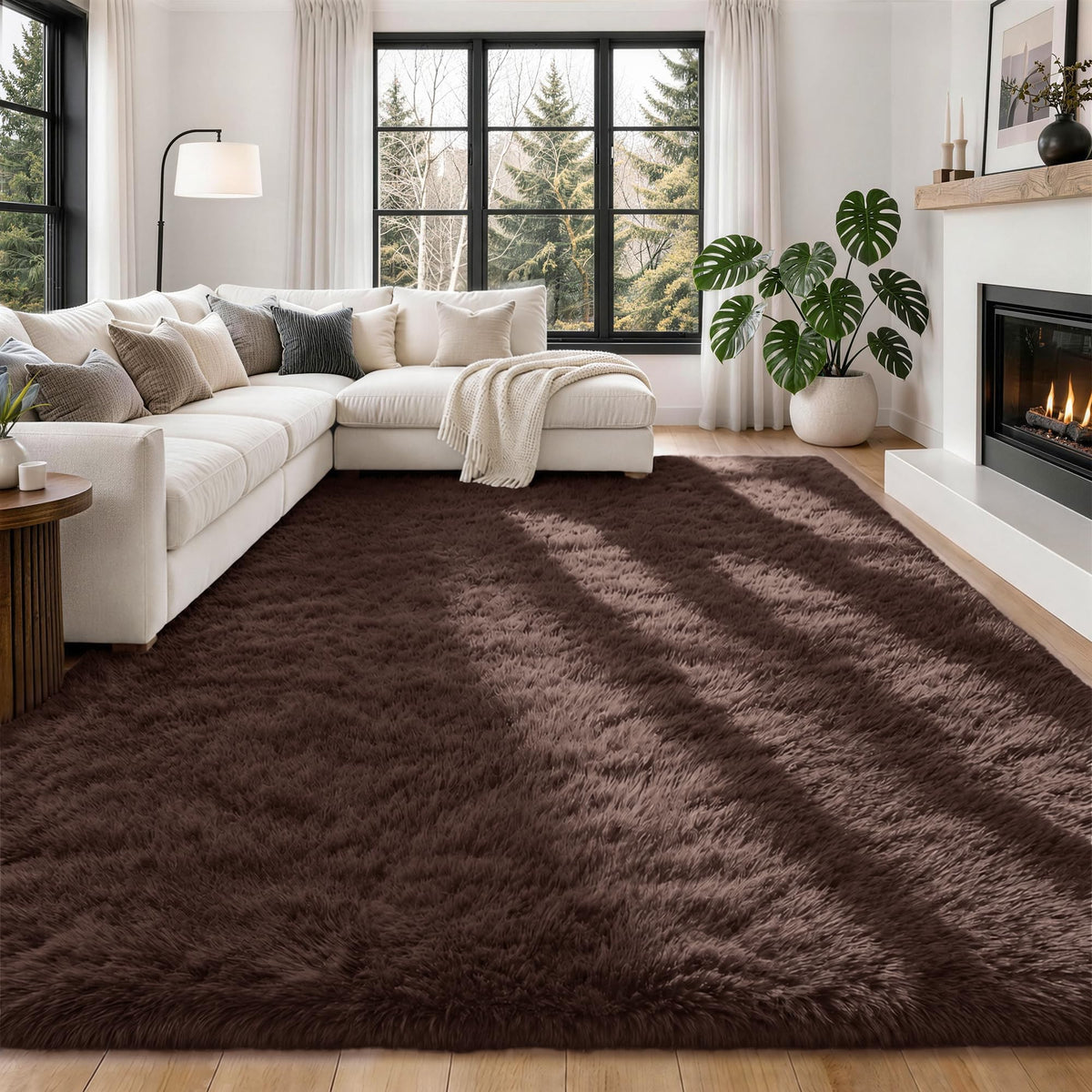 8x10 Area Rugs for Living Room Bedroom,Ultra Soft Fluffy Shag Rug Grey