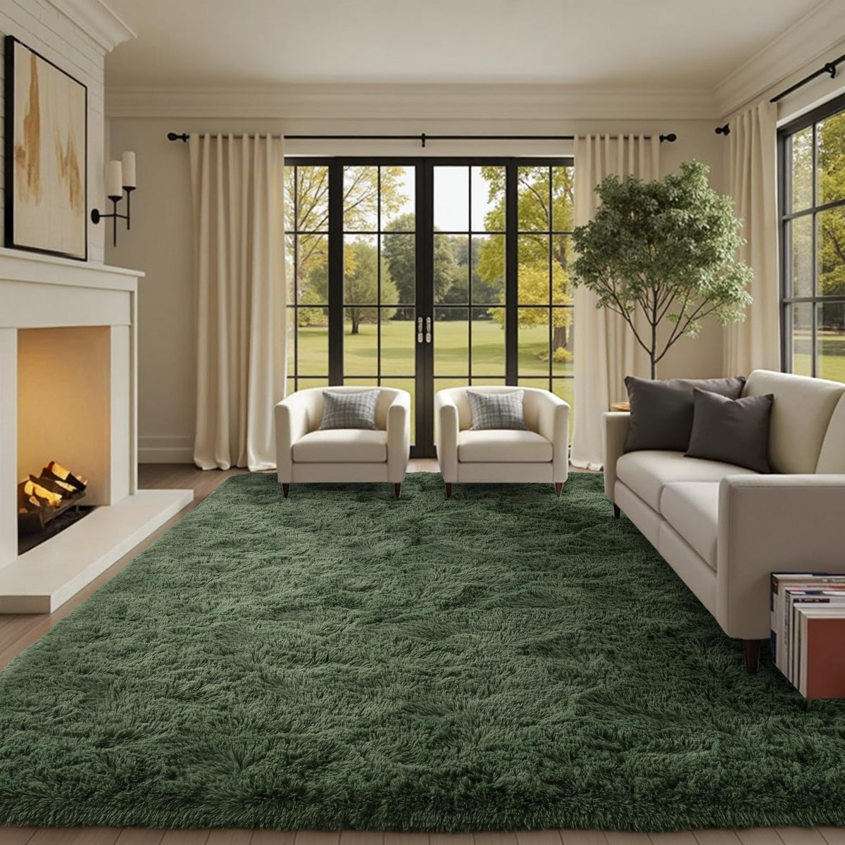 8x10 Ft Extra Large Shag Rugs for Living Room, Tie Dyed Ultra Soft Fluffy Furry Area Rugs for Bedroom Indoor Floor, Aesthetic Carpet for Kids Home Decor (Dark Grey)