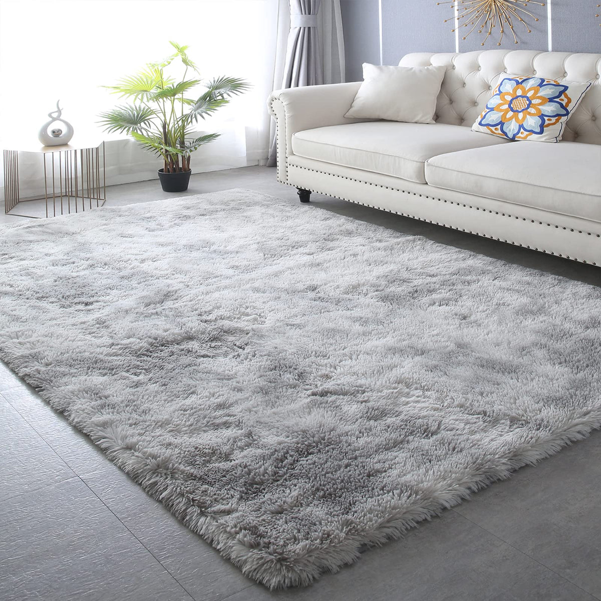CAIYUECS White Fluffy Bedroom Rug 5x7 – Ultra Soft Shag Dorm Decor