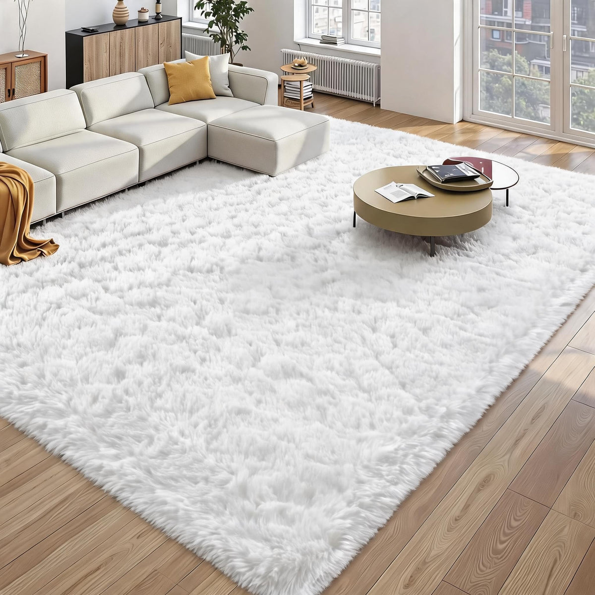 Orange 8x10 Area Rugs for Living Room Bedroom, Soft Plush Fluffy Large Rug