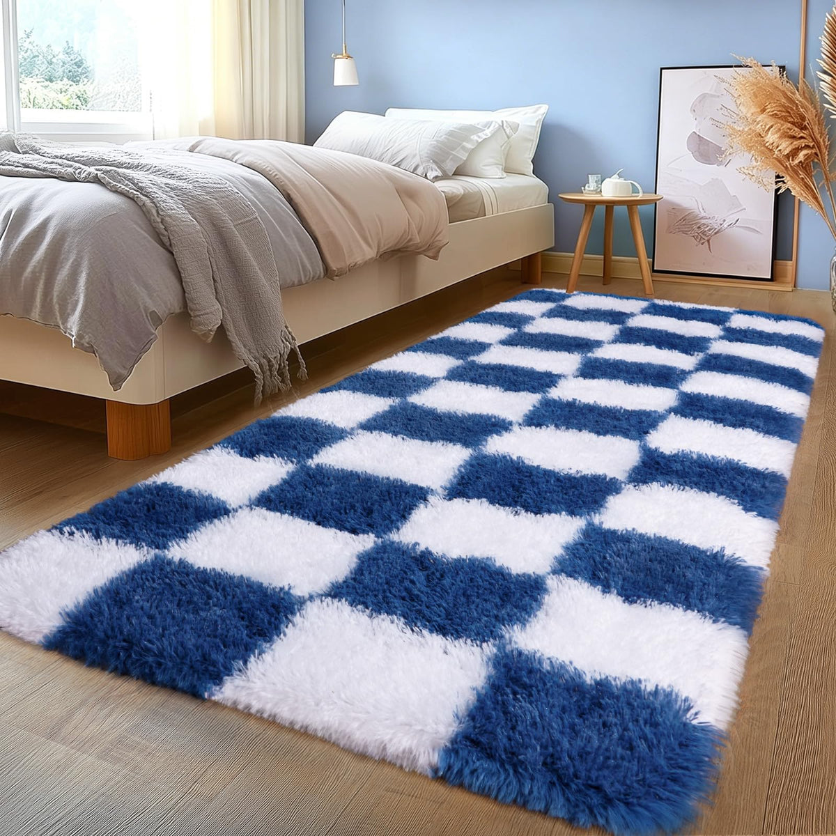 8x10Ft Soft Shaggy for Living Room, High Pile Fluffy Rugs Blush Area Rug