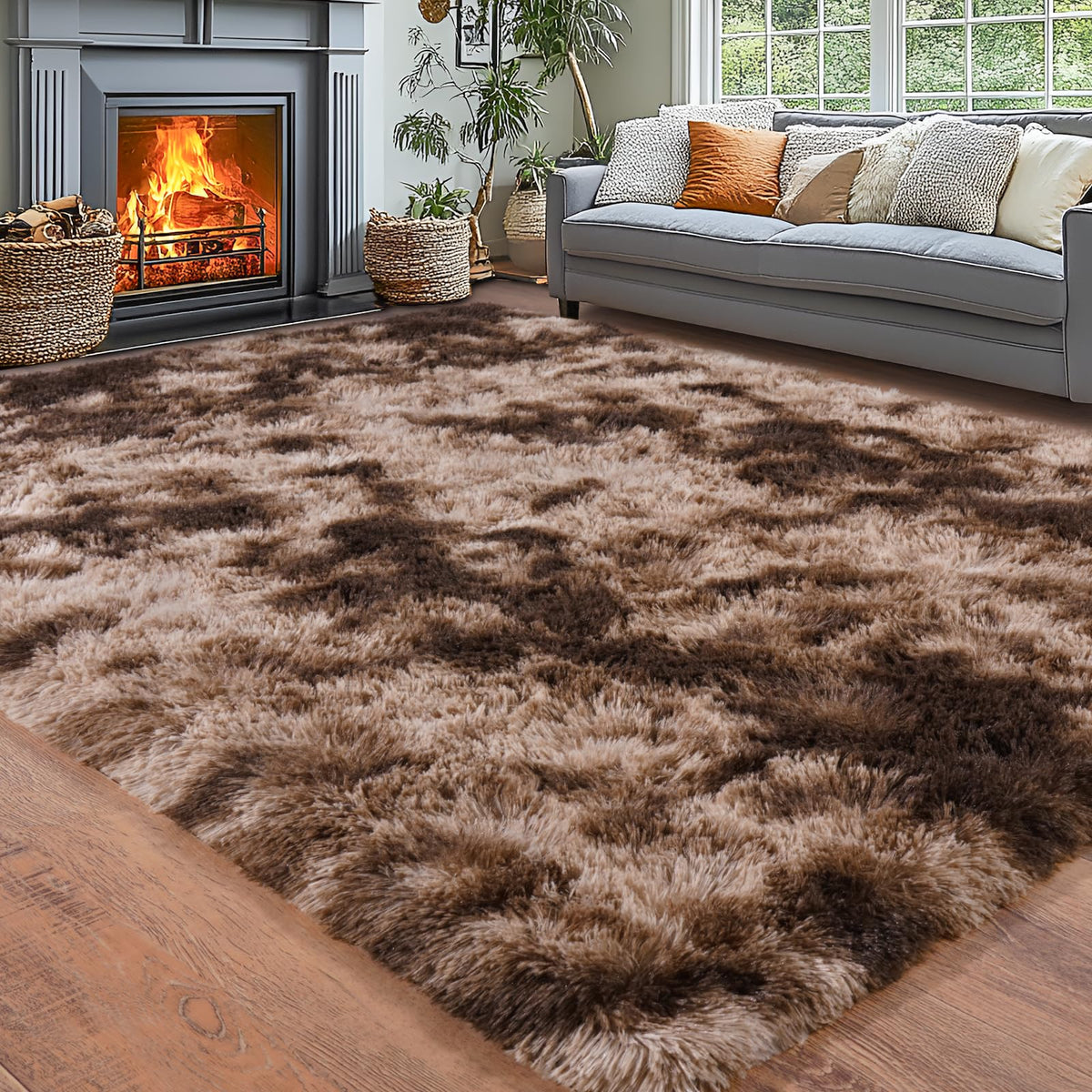 8x10 Area Rugs for Living Room, Cream White Soft Fuzzy Large Shaggy Rug