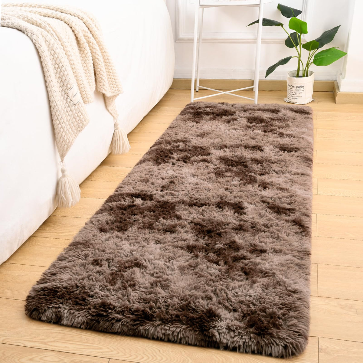 Softlife Dark Purple Area Rug for Bedroom, Fluffy Shag Plush 3x5 Rugs for Living Room Girls, Shaggy Throw Soft Fuzzy Small Kids Carpet for Dorm Bedside Ultra Cozy Non-Slip Indoor Decor