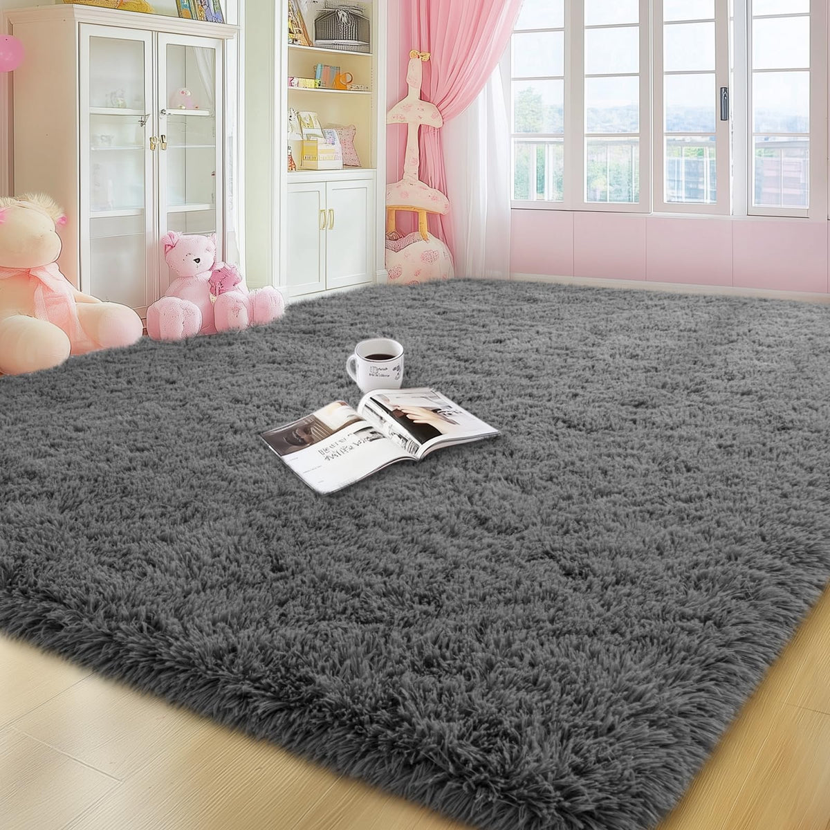qulint Large Area Rug for Living Room 10x14, Fluffy Tan Rug for Bedroom
