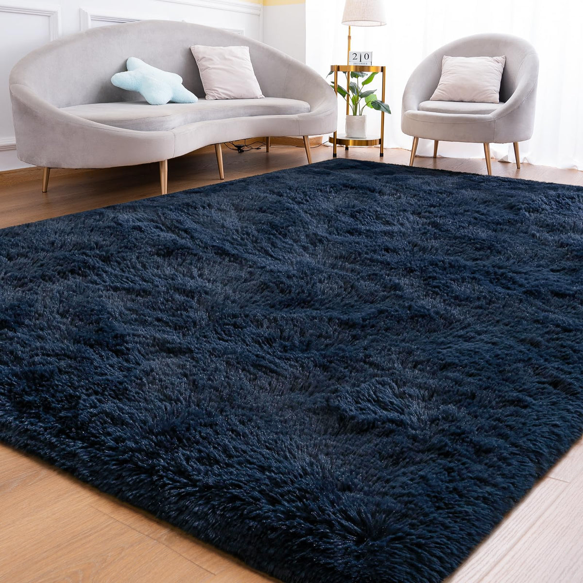 Goideal Fluffy Rug for Bedroom Living Room, 6x9 Olive Green Area Rugs, Faux Fur Shag Modern Carpet Ultra Soft Girls Boys Room Home Decor, Solid
