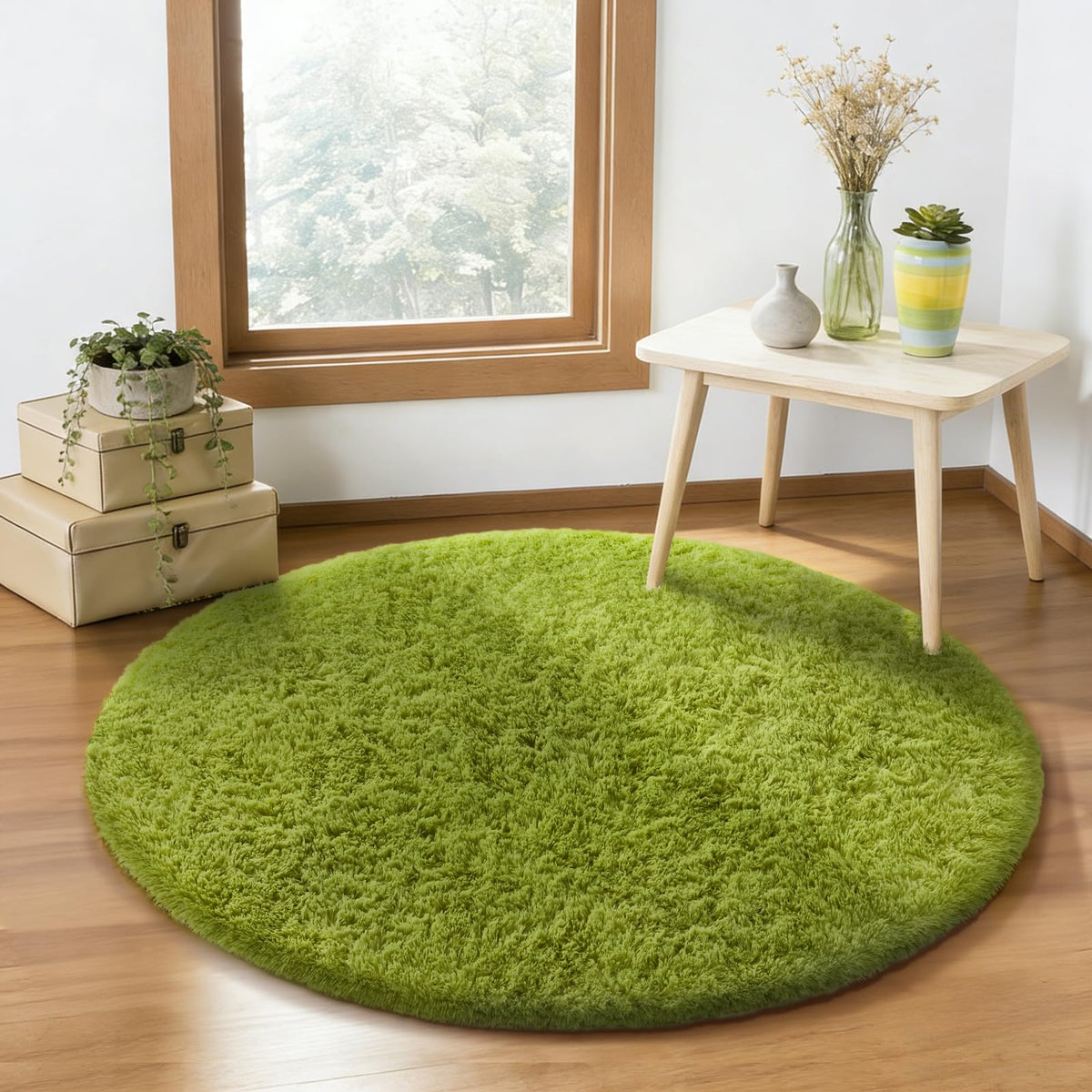 Ophanie 8x10 Area Rugs for Living Room, Washable Non-Slip Fluffy Soft Large Shag Bedroom Carpet, Ivory Big Indoor Nursery Rug, Carpets for Boy and Girls Room Dorm Decor with Over 99 pcs Pile fibers