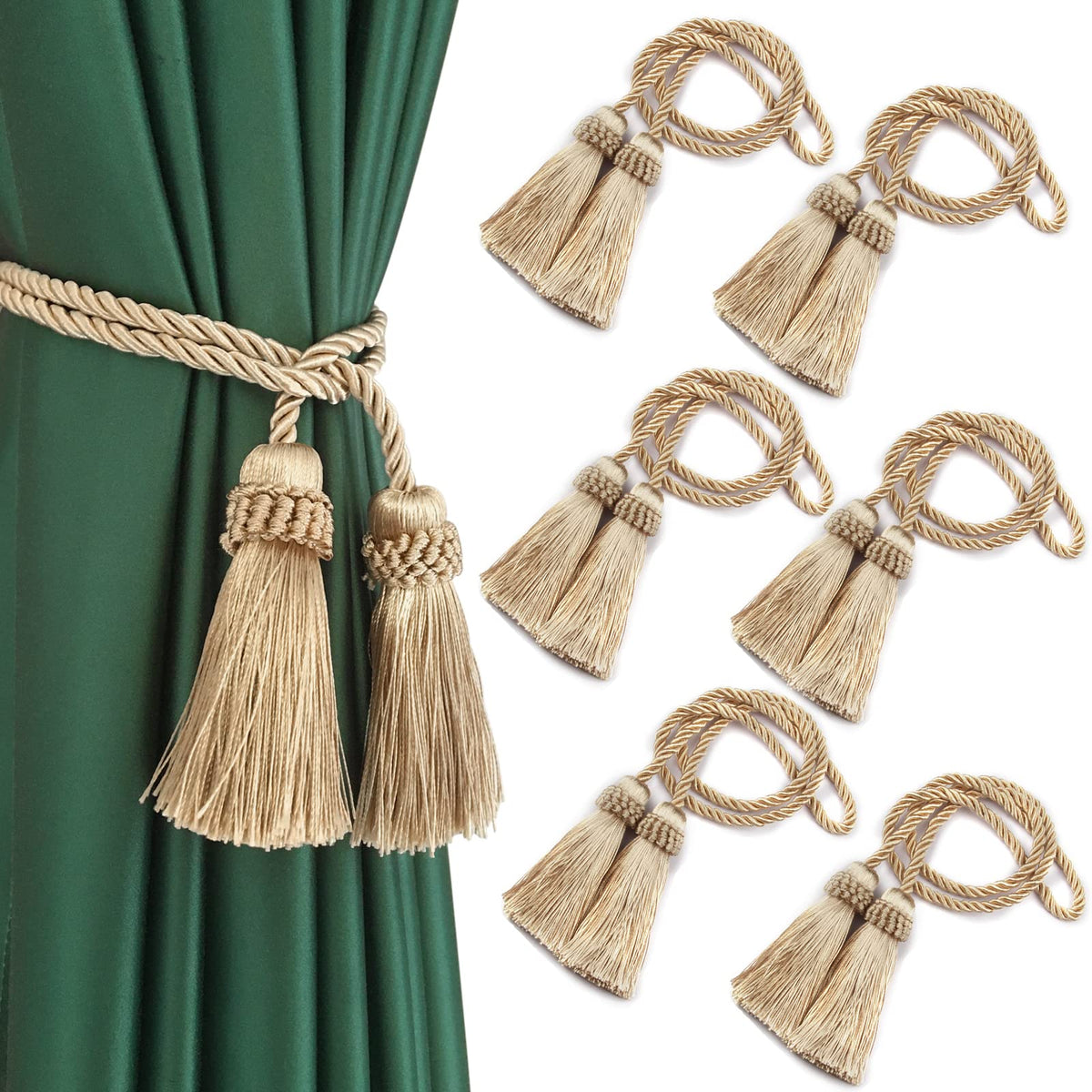 Curtain Tiebacks Handmade Curtain Holdbacks Rope with Tassel