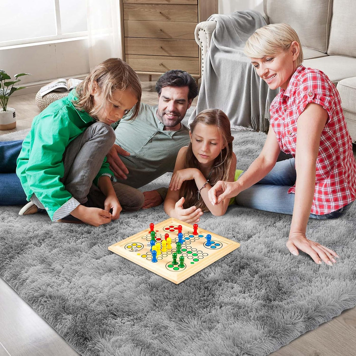 Shag Area Rugs for Bedroom Living Room,8X10 Ultra Soft Fluffy Area Rugs for Dorm,Indoor Carpet Plush Rugs for Living Room Home Decor,Tie-Dye Grey