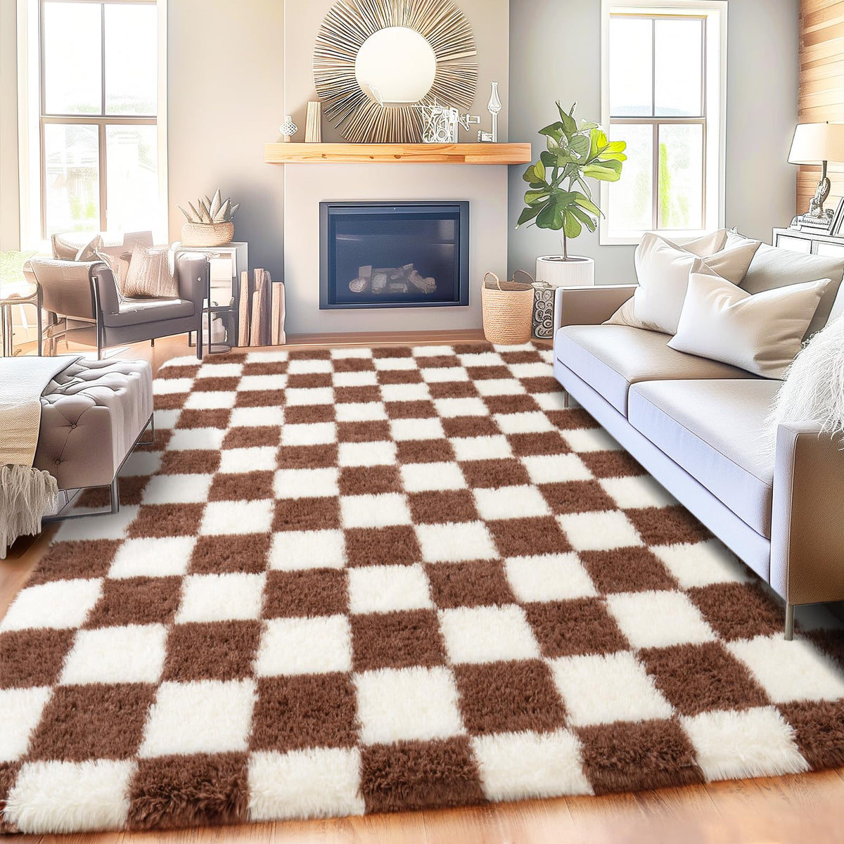 8x10 Area Rugs for Living Room, Large Ultra Fluffy Fuzzy Shag Rug for Bedroom, Modern Plush Soft High Pile Upgrade Non-Slip Carpet for Kids Girls and Boys Room Decor, Tie-Dyed Blue Grey