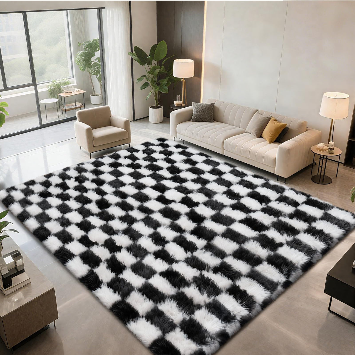 Shag Area Rugs for Bedroom Living Room,8X10 Ultra Soft Fluffy Area Rugs for Dorm,Indoor Carpet Plush Rugs for Living Room Home Decor,Tie-Dye Grey