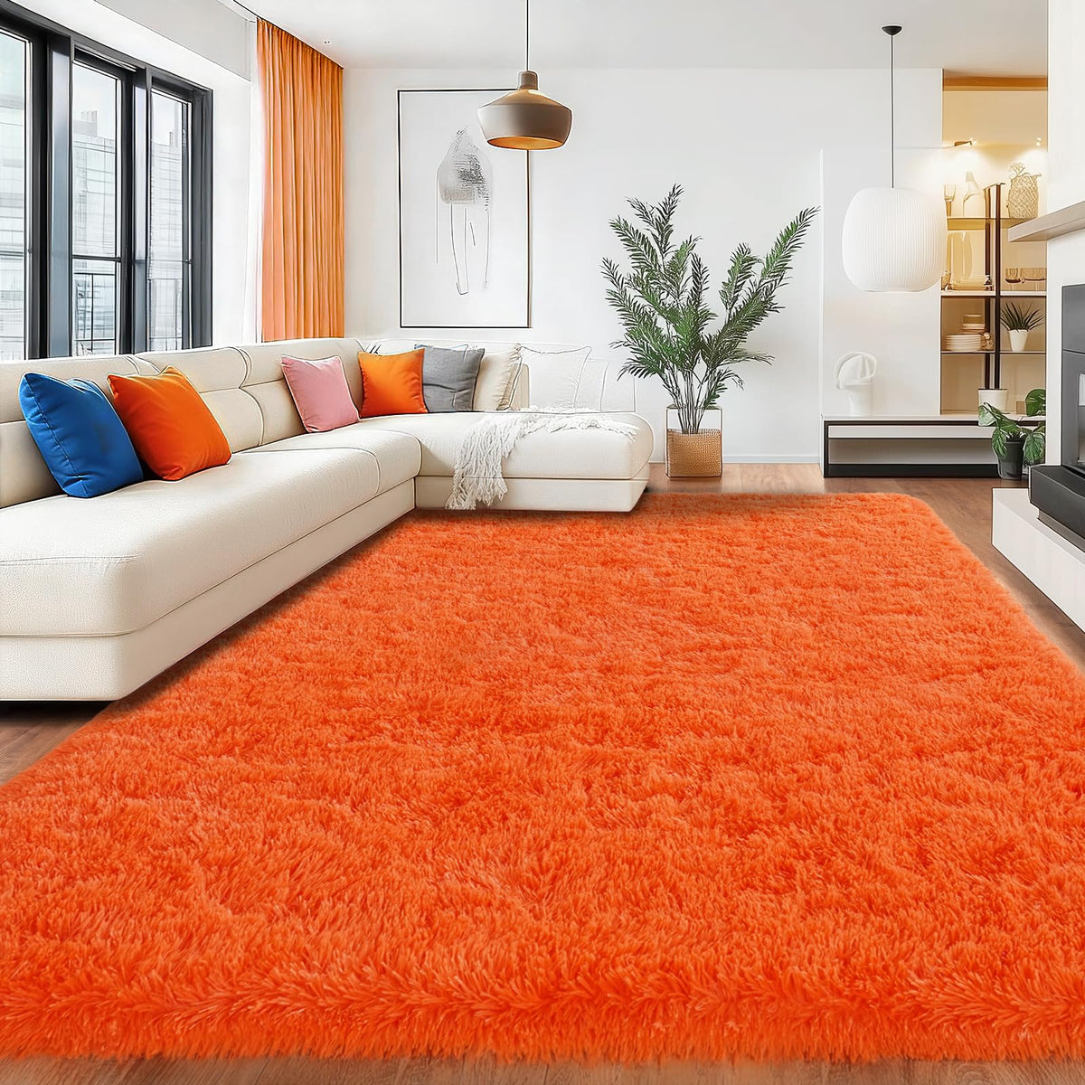 8x10 Shag Area Rug for Living Room, Fluffy Plush Rug Non-Slip Floor Carpet