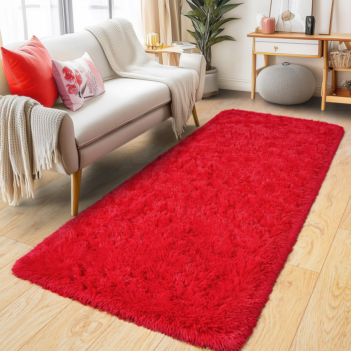 Pionblank 8x10 Rug for Living Room, Fluffy Large Area Rug, Cream White