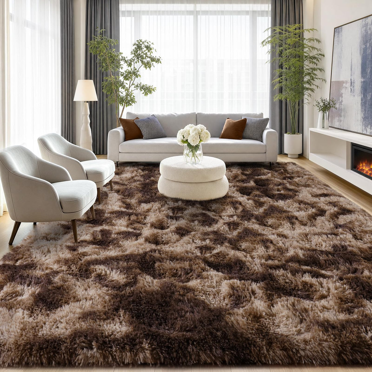 8x10 Shag Area Rug for Living Room, Fluffy Plush Rug Non-Slip Floor Carpet