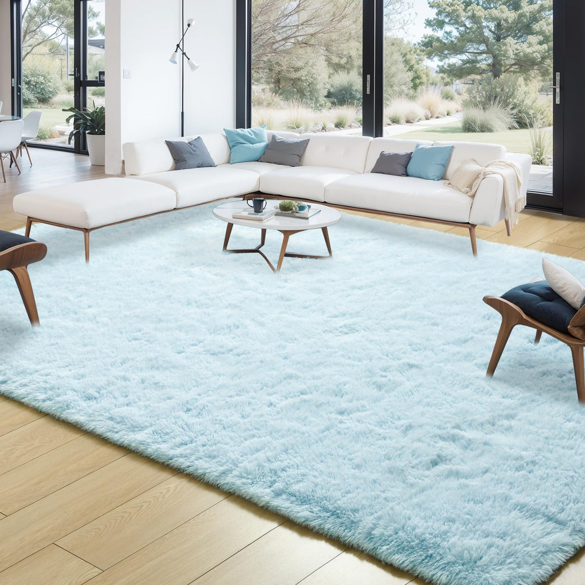 Merelax Soft Modern Indoor Large Shaggy Rug for Livingroom Bedroom Dorm Kids Room Home Decor, Non-Slip Plush Fluffy Furry Fur Area Rugs Comfy Nursery Accent Floor Carpet 9x12 Feet, Black