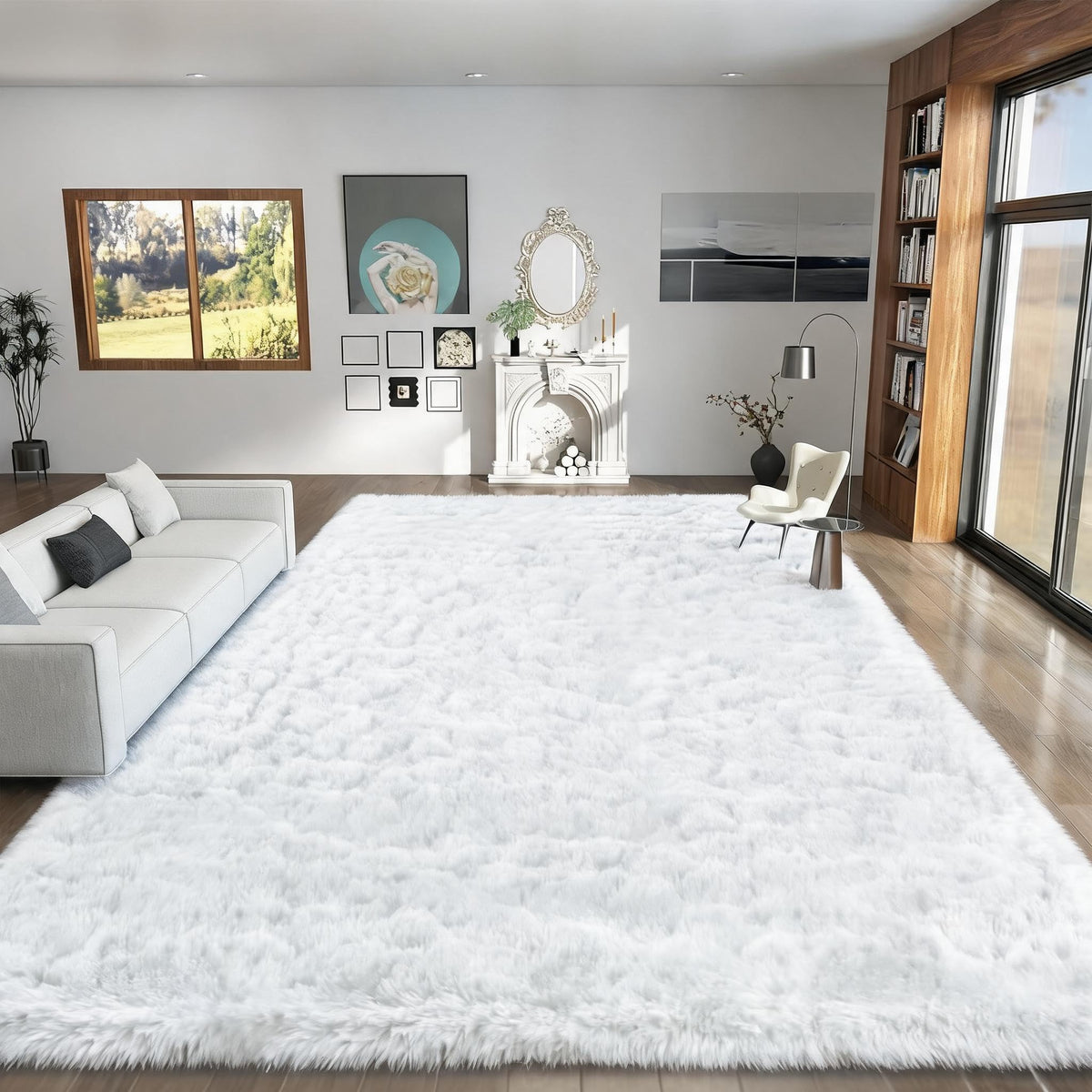 Orange 8x10 Area Rugs for Living Room Bedroom, Soft Plush Fluffy Large Rug
