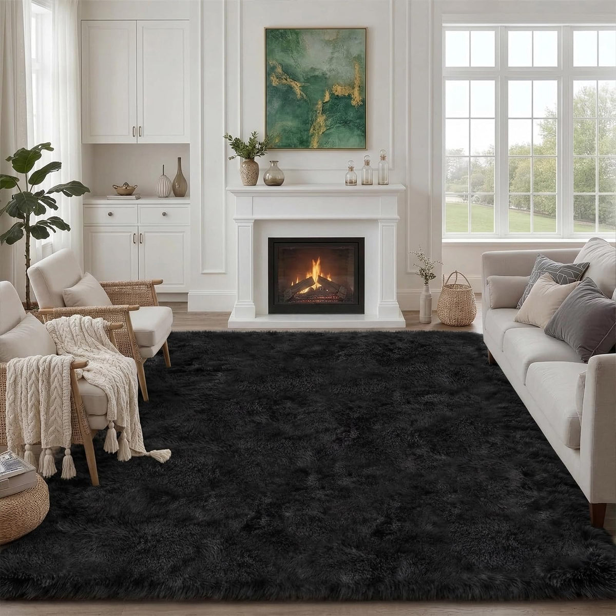 8x10 ft Area Rugs for Living Room Bedroom, Beige Tie-dye Non-Slip Soft Fluffy Shag Carpet, Large Bedside Indoor Floor Area Rug for Kids Girls and Boys, Dorms, Nursery Rooms, Home Decor Aesthetic
