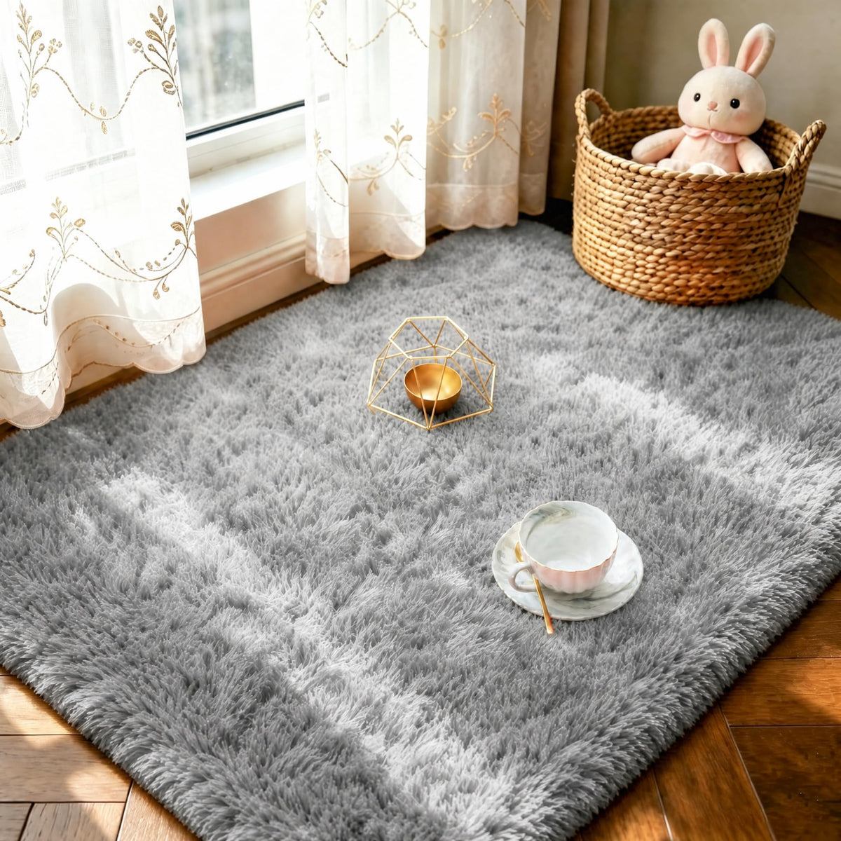 LOCHAS Area Rugs Fluffy Living Room Carpets for Kids Bedroom 6x9, Cream