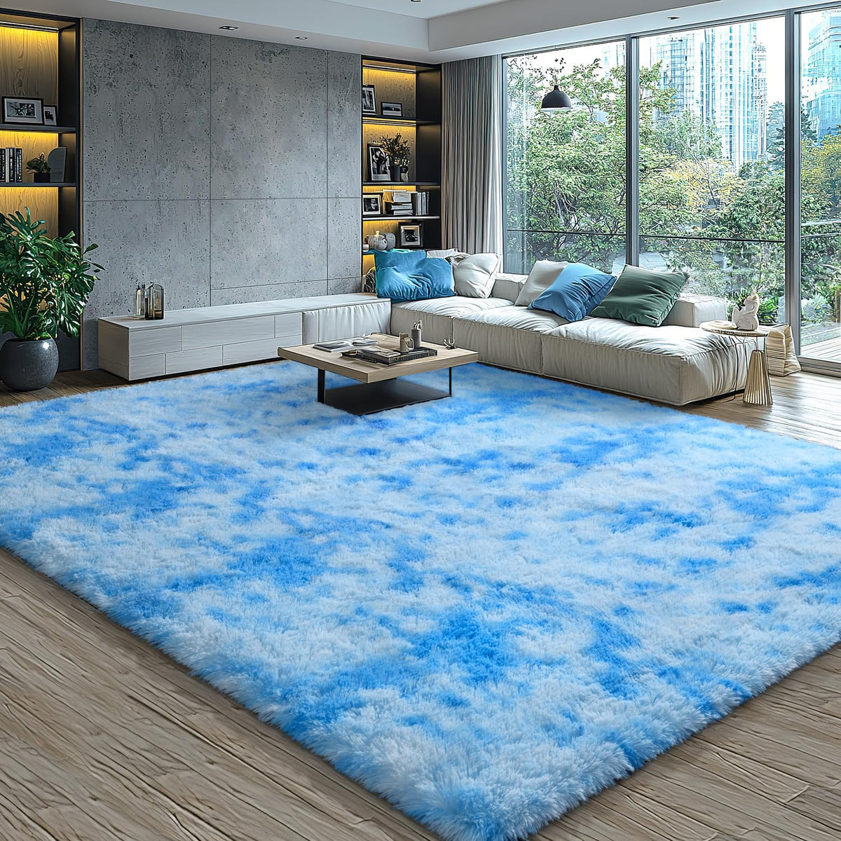 EVOIONOS Area Rug for Bedroom Living Room, Machine Washable 5x7 Fluffy Shag Rug, Soft Plush Non Slip Carpet for Indoor Floor Bedside Nursery Kids Girls Room Dorm, Home Decor Aesthetic, ‌Tie-Dye Camel