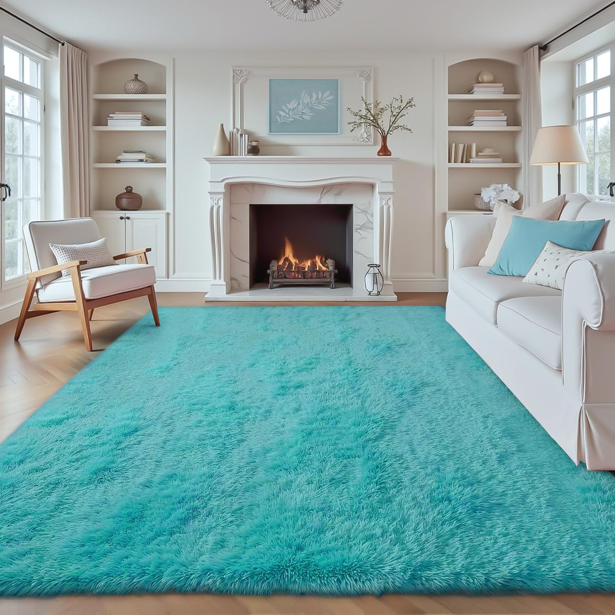 8x10 Area Rugs for Living Room: Fluffy Shag Soft Washable Rug Large Fuzzy Plush Indoor Carpet for Bedroom Nursery Playroom Kids Girls Boys Room (Camel, 8'x10')